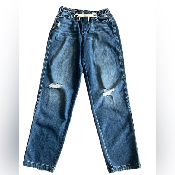 AERIE EASY DENIM Drawstring + Elastic Waist Distressed Jeans Women’s XS 28x28 - Picture 2 of 8